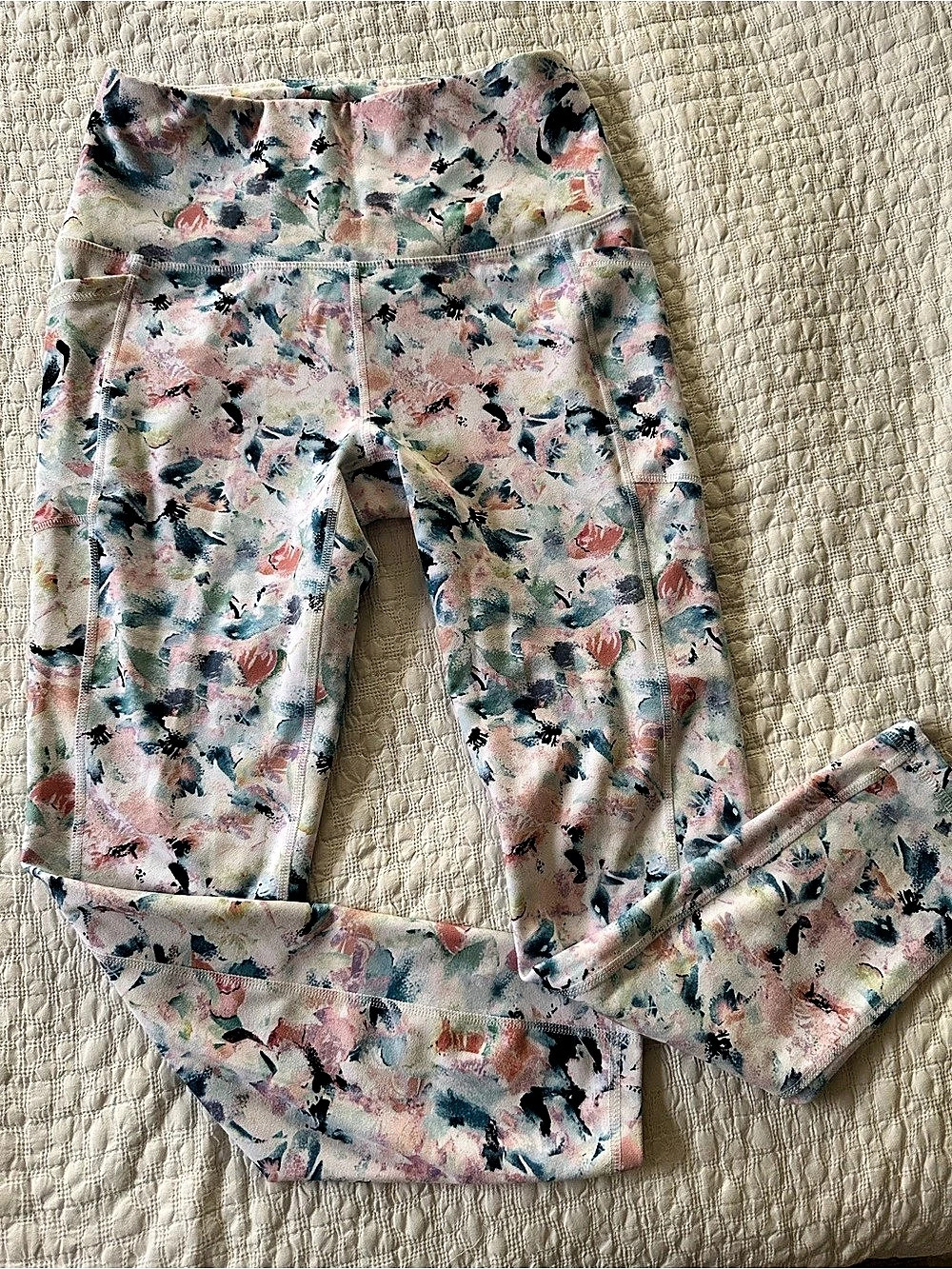 RBX Watercolor Floral Tech Flex Legging Pink & Blue Size Medium